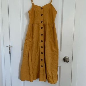 Yellow Button Down Midi Dress
